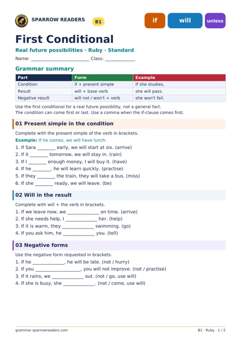 Ruby Standard worksheet: grammar summary and exercises