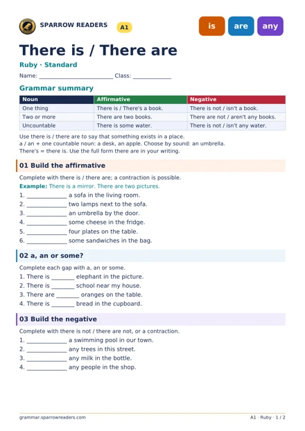 Ruby Standard worksheet: grammar summary and exercises
